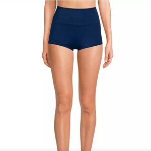 Lands’ End Tugless High Waisted Swim Boy Shorts Women’s 14 Navy Blue UPF 50 Chlo